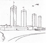 Экспериментальный проект дома-коммуны (1930-1931). Перспектива